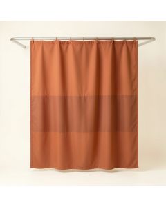 Dune Bend Shower Curtain Hanging Flat From A Plain Rod - Terracotta (synthetic illustration; no displayed measurements)