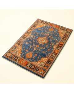 Katie Oriental Blue / Orange Area Rug (synthetic illustration; no displayed measurements)