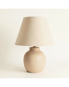 Cedar Bluff Table Lamp With A Plain Fabric Shade - Beige (synthetic illustration; no displayed measurements)