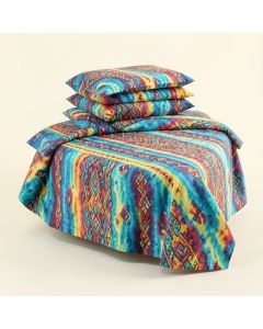 Tribal Tie Dye Effect Art Stripes Aquatic Theme Bohemian Aztec Print Duvet Cover Set (synthetic illustration; no displayed measurements)