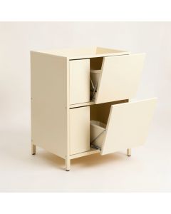 Vale Bend Freestanding Pull-Out Hamper Cabinet - Cream (synthetic illustration; no displayed measurements)