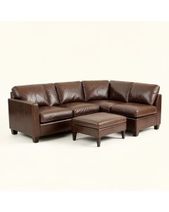 Adamski 103 '' Wide Faux Leather Left Hand Facing Sofa & Chaise With Ottoman (synthetic illustration; no displayed measurements)