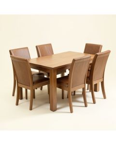 Adelline 5 - Piece Rubberwood Solid Wood Dining Set (synthetic illustration; no displayed measurements)