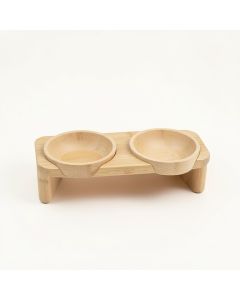 Willow Edge Pet Feeding Stand With Two Plain Empty Bowls - Beige (synthetic illustration; no displayed measurements)