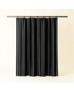 Linden Brook Shower Curtain Hanging Flat From A Plain Rod - Black (synthetic illustration; no displayed measurements)