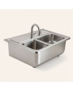 Kohler Tailor Large Double Basin Stainless Steel Sink With Large Flora Insert (synthetic illustration; no displayed measurements)