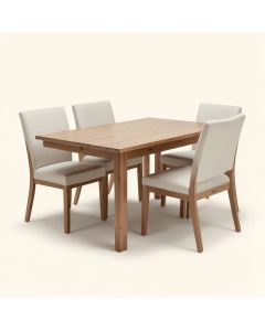 Abraheem Butterfly Leaf Rubberwood Solid Wood Dining Set (synthetic illustration; no displayed measurements)