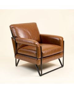 Letcher 33 '' Wide Top Grain Leather Armchair (synthetic illustration; no displayed measurements)