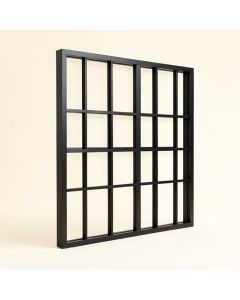 Metal Window Pane Design Wall Decor With 20 Panes , Black (synthetic illustration; no displayed measurements)