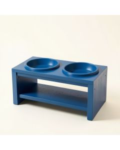 Spruce Brook Pet Feeding Stand With Two Plain Empty Bowls - Blue (synthetic illustration; no displayed measurements)