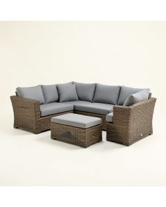 Areswell Outdoor Furniture Conversation Set Warm Gray 7-Piece Rattan Sofa Seating Group (synthetic illustration; no displayed measurements)