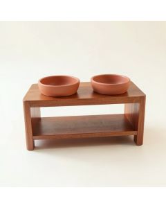 Shore Dell Pet Feeding Stand With Two Plain Empty Bowls - Terracotta (synthetic illustration; no displayed measurements)