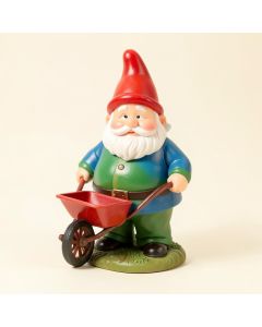 Kinslee Gnome With Wheel Barrow Solar Statue (synthetic illustration; no displayed measurements)