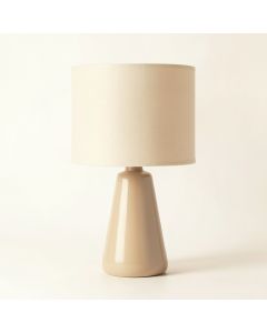 Fern Crest Table Lamp With A Plain Fabric Shade - Beige (synthetic illustration; no displayed measurements)