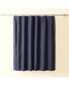 Vale Crest Shower Curtain Hanging Flat From A Plain Rod - Navy (synthetic illustration; no displayed measurements)