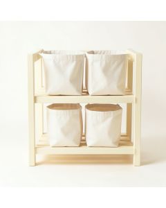 Meadow Bridge Laundry Sorting Station With Plain Removable Bags - Cream (synthetic illustration; no displayed measurements)
