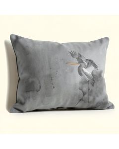 Goncalo Heron Watercolor Decorative Indoor/Outdoor Lumbar Pillow (synthetic illustration; no displayed measurements)