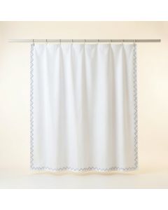 Field Dale Shower Curtain Hanging Flat From A Plain Rod - White (synthetic illustration; no displayed measurements)