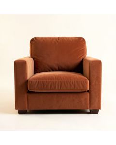 Aspen Brook Upholstered Armchair - Terracotta (synthetic illustration; no displayed measurements)