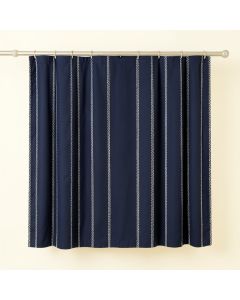Stone Crossing Shower Curtain Hanging Flat From A Plain Rod - Navy (synthetic illustration; no displayed measurements)