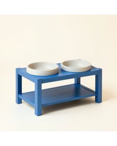 Ash Branch Pet Feeding Stand With Two Plain Empty Bowls - Blue (synthetic illustration; no displayed measurements)
