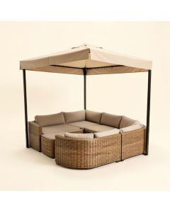 Patio Furniture Round Outdoor Rattan Sectional Sofa Set With Retractable Canopy (synthetic illustration; no displayed measurements)