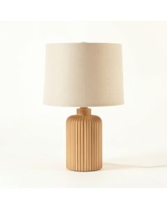 Fern Branch Table Lamp With A Plain Fabric Shade - Beige (synthetic illustration; no displayed measurements)