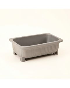 Cove Crest Empty Railing Planter With Integral Brackets - Gray (synthetic illustration; no displayed measurements)