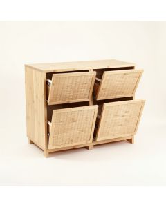 Rowan Dell Freestanding Pull-Out Hamper Cabinet - Beige (synthetic illustration; no displayed measurements)