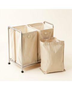 Clay Bridge Laundry Sorting Station With Plain Removable Bags - Beige (synthetic illustration; no displayed measurements)