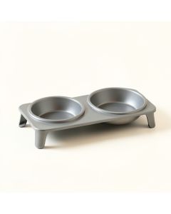 Olive Bridge Pet Feeding Stand With Two Plain Empty Bowls - Gray (synthetic illustration; no displayed measurements)