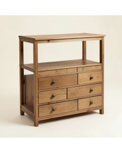 Midfield 2 Tier Wood Shelf 6 Drawer Dresser (synthetic illustration; no displayed measurements)