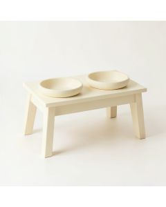 Spruce Crossing Pet Feeding Stand With Two Plain Empty Bowls - Cream (synthetic illustration; no displayed measurements)
