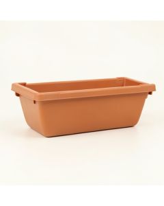 River Brook Empty Railing Planter With Integral Brackets - Terracotta (synthetic illustration; no displayed measurements)