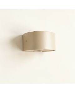 Wren Arc Wall Sconce Mounted On A Plain Wall - Beige (synthetic illustration; no displayed measurements)