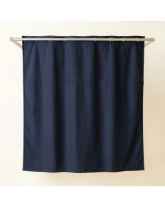 Cove Bridge Shower Curtain Hanging Flat From A Plain Rod - Navy (synthetic illustration; no displayed measurements)
