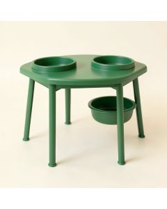 Linden Canyon Pet Feeding Stand With Two Plain Empty Bowls - Green (synthetic illustration; no displayed measurements)