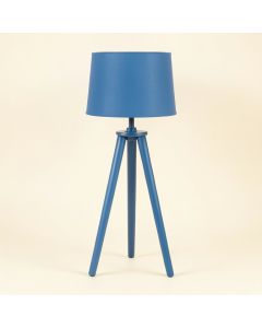 River Bridge Floor Lamp With A Plain Fabric Shade - Blue (synthetic illustration; no displayed measurements)