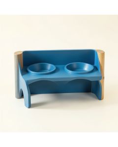 Alder Bend Pet Feeding Stand With Two Plain Empty Bowls - Blue (synthetic illustration; no displayed measurements)