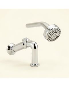 756 Exposed Two Valve Shower With Lever Handles And Shower Head In Chrome (synthetic illustration; no displayed measurements)