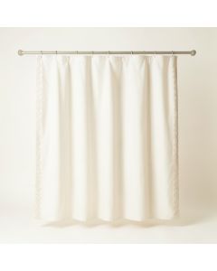 Maple Edge Shower Curtain Hanging Flat From A Plain Rod - Ivory (synthetic illustration; no displayed measurements)