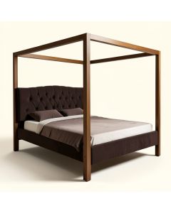 Atcan Queen Tufted Upholstered Low Profile Four Poster Bed (synthetic illustration; no displayed measurements)