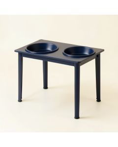 Flint Bend Pet Feeding Stand With Two Plain Empty Bowls - Navy (synthetic illustration; no displayed measurements)