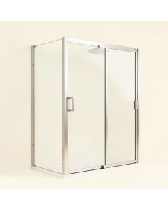 Levity 59.62 '' W X 82 '' H Double Sliding Shower Door With Blade Handles With Cleancoat® Technology (synthetic illustration; no displayed measurements)