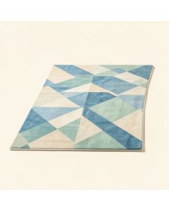 Ruby Rita Mid-Century Modern Geometric Triangles Blue/Mint/Ivory Area Rug (synthetic illustration; no displayed measurements)