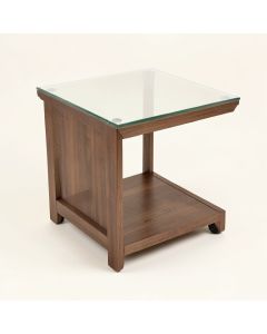 Barbara Glass Top End Table With Storage (synthetic illustration; no displayed measurements)