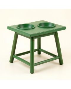 Ash Canyon Pet Feeding Stand With Two Plain Empty Bowls - Green (synthetic illustration; no displayed measurements)