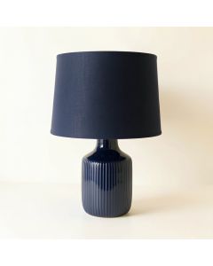 Lake Dale Table Lamp With A Plain Fabric Shade - Navy (synthetic illustration; no displayed measurements)