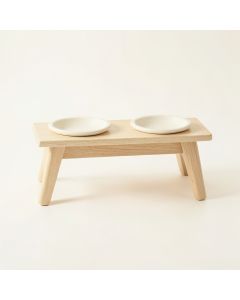 Oak Dale Pet Feeding Stand With Two Plain Empty Bowls - Ivory (synthetic illustration; no displayed measurements)