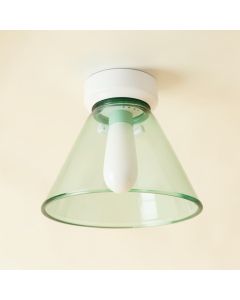 4.75 '' H Glass Bell Ceiling Fan Fitter Shade ( Screw On ) In White/Green (synthetic illustration; no displayed measurements)